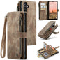 Pour Samsung Galaxy A16 5G Coque Téléphone en Cuir avec Fermeture Éclair et Emplacements Cartes CaseMe C30 (Marron)