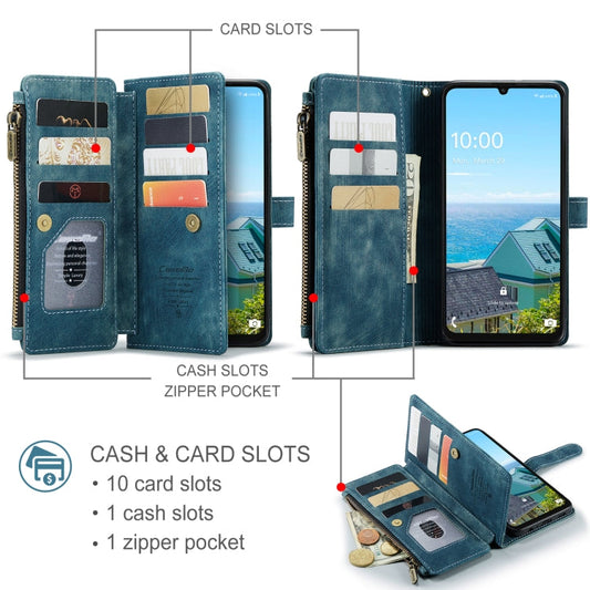 For Samsung Galaxy A16 5G CaseMe C30 Card Slots Zipper Wallet Leather Phone Case(Blue)