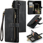 Étui de téléphone en cuir avec porte-cartes et fermeture éclair CaseMe C30 pour Samsung Galaxy A16 5G (noir)