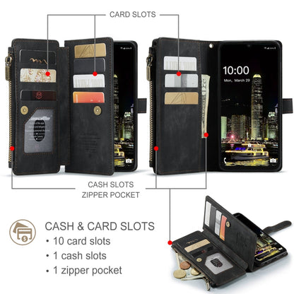 Étui de téléphone en cuir avec porte-cartes et fermeture éclair CaseMe C30 pour Samsung Galaxy A16 5G (noir)