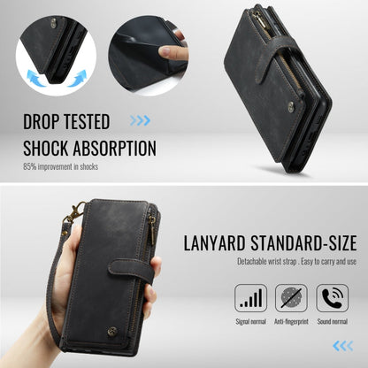 Étui de téléphone en cuir avec porte-cartes et fermeture éclair CaseMe C30 pour Samsung Galaxy A16 5G (noir)