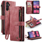 Pour Samsung Galaxy A16 5G Étui de téléphone en cuir portefeuille à fermeture éclair avec emplacements pour cartes CaseMe C30 (rouge)
