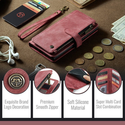 Pour Samsung Galaxy A16 5G Étui de téléphone en cuir portefeuille à fermeture éclair avec emplacements pour cartes CaseMe C30 (rouge)