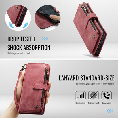 Pour Samsung Galaxy A16 5G Étui de téléphone en cuir portefeuille à fermeture éclair avec emplacements pour cartes CaseMe C30 (rouge)