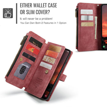 Pour Samsung Galaxy S25+ 5G Étui Caseme C30 avec fentes pour cartes, portefeuille zippé en cuir (rouge)