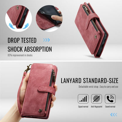 Pour Samsung Galaxy S25+ 5G Étui Caseme C30 avec fentes pour cartes, portefeuille zippé en cuir (rouge)