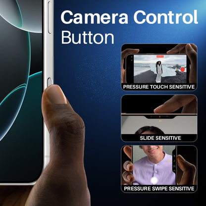 For iPhone 16 / 16 Plus / 16 Pro / 16 Pro Max NORTHJO 2Pcs Camera Control Button Protector Tempered Glass Film(White)