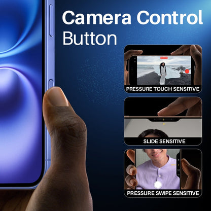 For iPhone 16 / 16 Plus / 16 Pro / 16 Pro Max NORTHJO 2Pcs Camera Control Button Protector Tempered Glass Film(Blue)