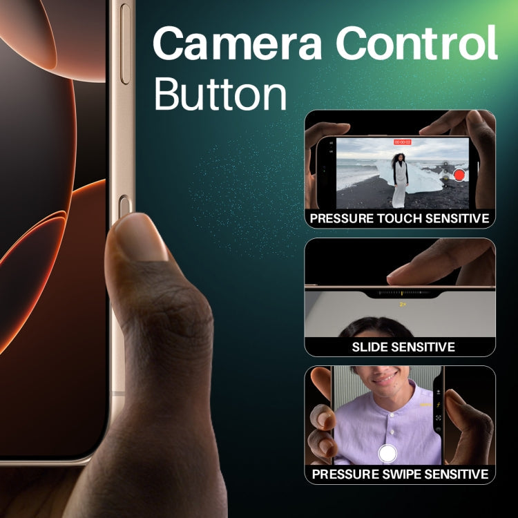 For iPhone 16 / 16 Plus / 16 Pro / 16 Pro Max NORTHJO 2Pcs Camera Control Button Protector Tempered Glass Film(Desert)