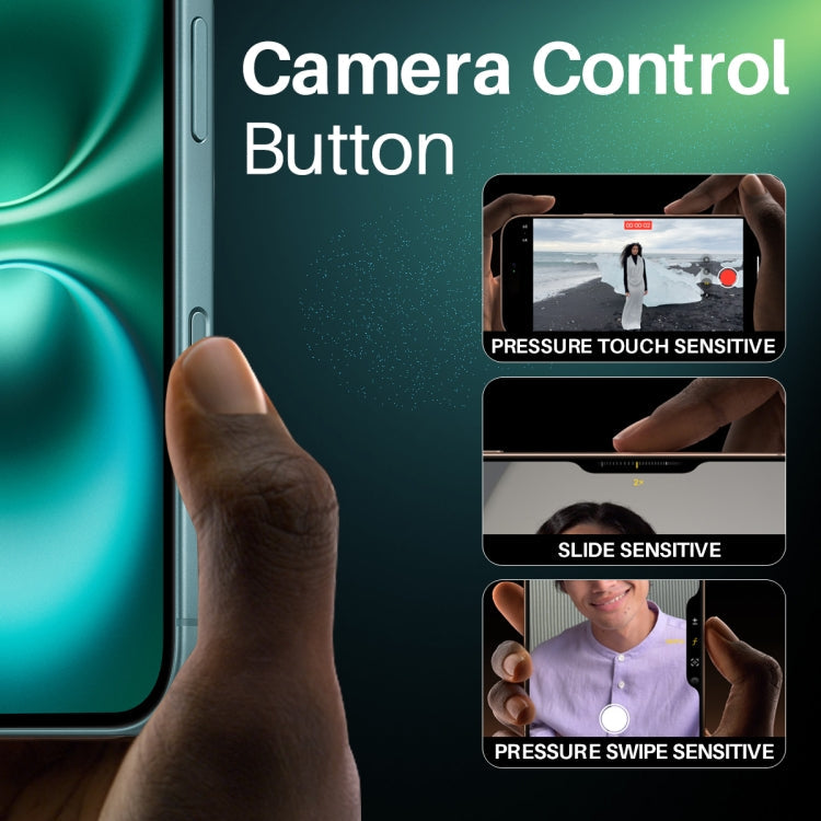For iPhone 16 / 16 Plus / 16 Pro / 16 Pro Max NORTHJO 2Pcs Camera Control Button Protector Tempered Glass Film(Teal)