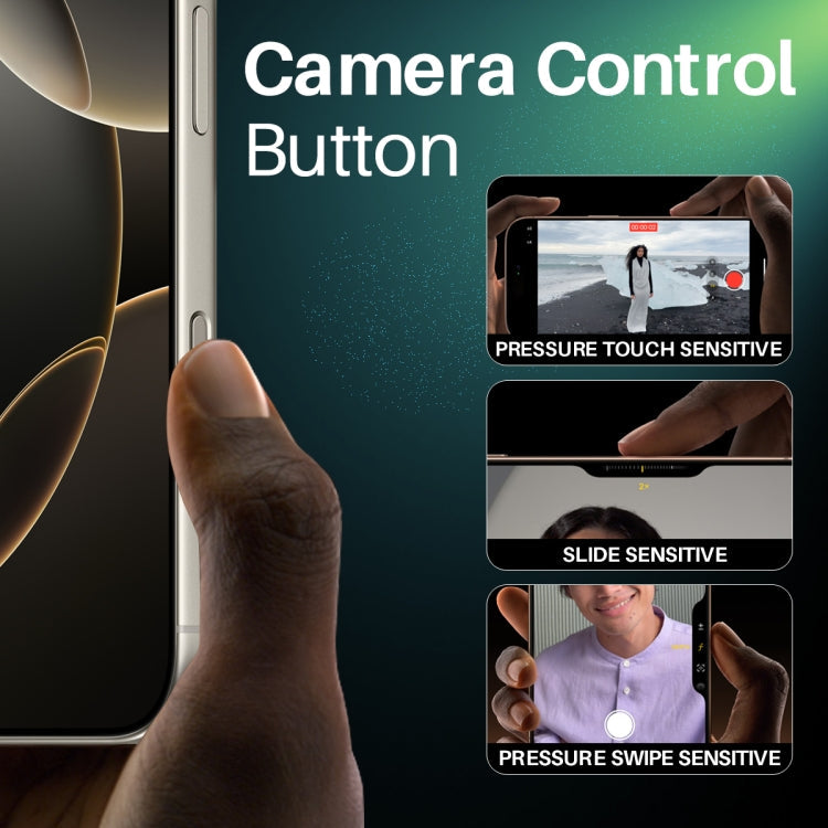 For iPhone 16 / 16 Plus / 16 Pro / 16 Pro Max NORTHJO 2Pcs Camera Control Button Protector Tempered Glass Film(Natural)