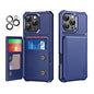 For iPhone 16 Pro Max ENKAY Hat-Prince Card Slot Wallet TPU Back Leather Phone Case with Lens Film(Dark Blue)