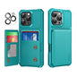 For iPhone 16 Pro Max ENKAY Hat-Prince Card Slot Wallet TPU Back Leather Phone Case with Lens Film(Cyan)