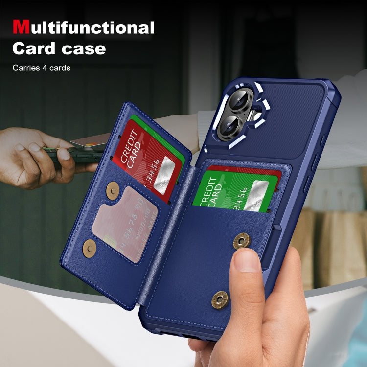 For iPhone 16 Plus ENKAY Hat-Prince Card Slot Wallet TPU Back Leather Phone Case with Lens Film(Dark Blue)