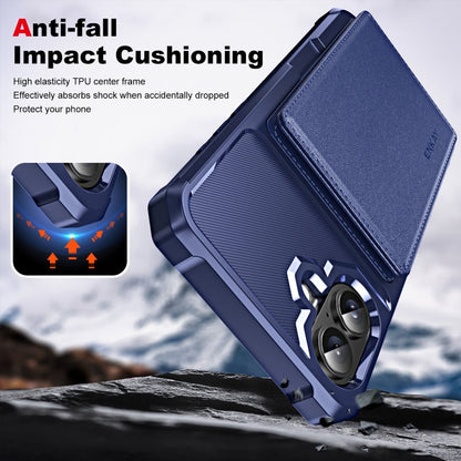 For iPhone 16 Plus ENKAY Hat-Prince Card Slot Wallet TPU Back Leather Phone Case with Lens Film(Purple)