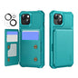 For iPhone 15 ENKAY Hat-Prince Card Slot Wallet TPU Back Leather Phone Case with Lens Film(Cyan)