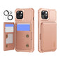 For iPhone 14 Plus ENKAY Hat-Prince Card Slot Wallet TPU Back Leather Phone Case with Lens Film(Rose Gold)
