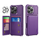 Pour iPhone 14 Pro Coque de téléphone en cuir TPU avec fente pour carte ENKAY Hat-Prince avec film de protection d'objectif (Violet)