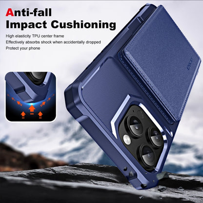 For iPhone 14 Pro Max ENKAY Hat-Prince Card Slot Wallet TPU Back Leather Phone Case with Lens Film(Cyan)