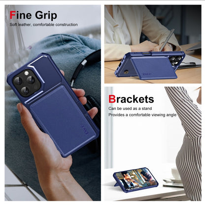 For iPhone 14 Pro Max ENKAY Hat-Prince Card Slot Wallet TPU Back Leather Phone Case with Lens Film(Cyan)