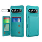 Pour Google Pixel 9 / 9 Pro ENKAY Hat-Prince Étui de téléphone en cuir TPU avec emplacement pour cartes et film de protection d'objectif (Cyan)