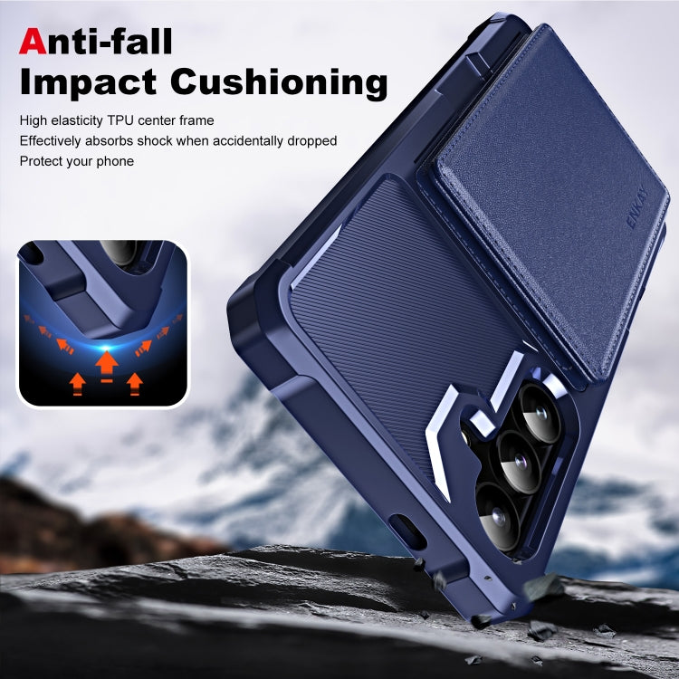 For Samsung Galaxy S24 5G ENKAY Hat-Prince Card Slot Wallet TPU Back Leather Phone Case with Lens Film(Cyan)