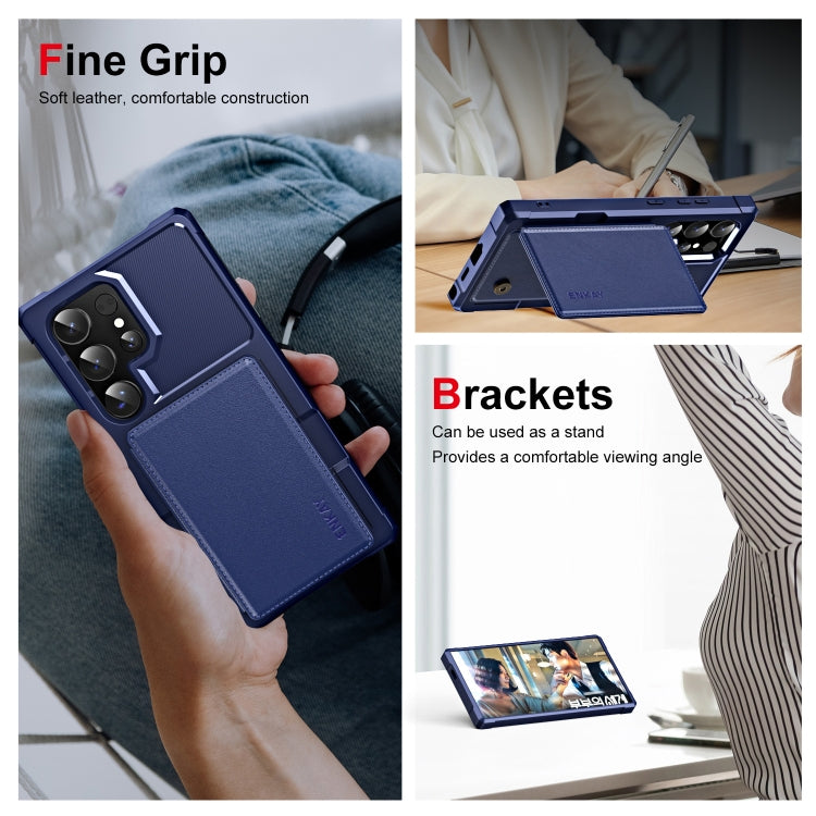 For Samsung Galaxy S24 Ultra 5G ENKAY Hat-Prince Card Slot Wallet TPU Back Leather Phone Case with Lens Film(Purple)
