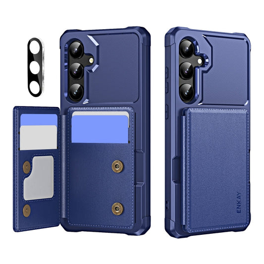For Samsung Galaxy A35 5G ENKAY Hat-Prince Card Slot Wallet TPU Back Leather Phone Case with Lens Film(Dark Blue)