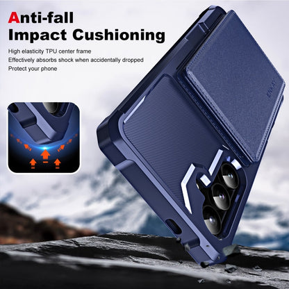 Pour Samsung Galaxy A35 5G ENKAY Hat-Prince Étui de Téléphone en Cuir PU avec Emplacements pour Cartes et Film de Protection d'Objectif (Cyan)