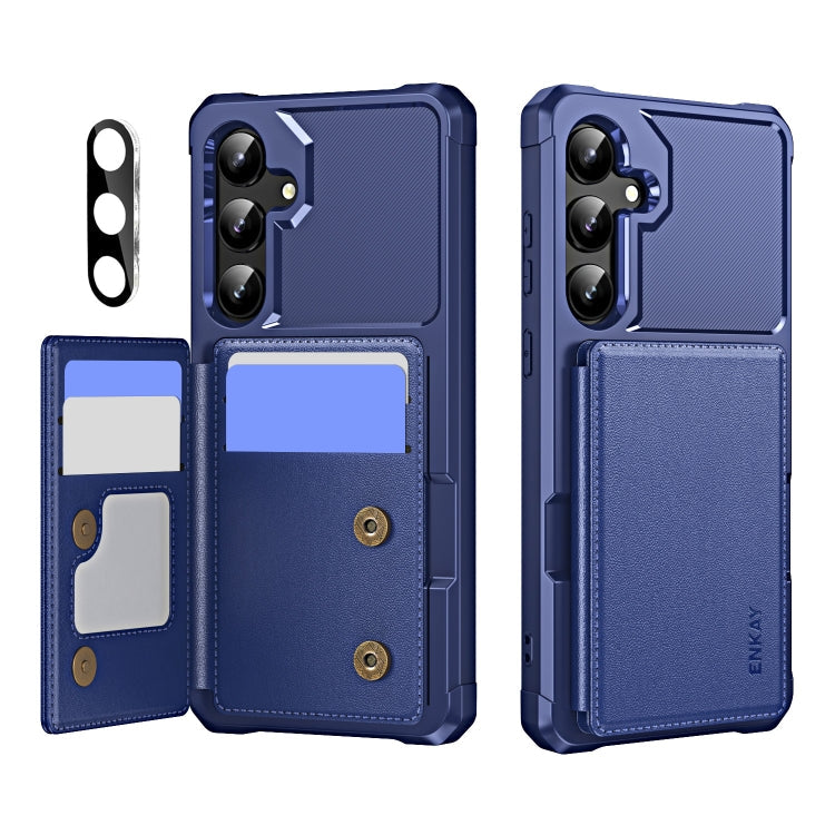 For Samsung Galaxy A55 5G ENKAY Hat-Prince Card Slot Wallet TPU Back Leather Phone Case with Lens Film(Dark Blue)