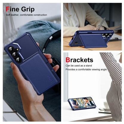 Pour Samsung Galaxy A55 5G ENKAY Hat-Prince Étui de Téléphone en Cuir PU avec Emplacements pour Cartes, Dos en TPU et Film de Protection d'Objectif (Cyan)