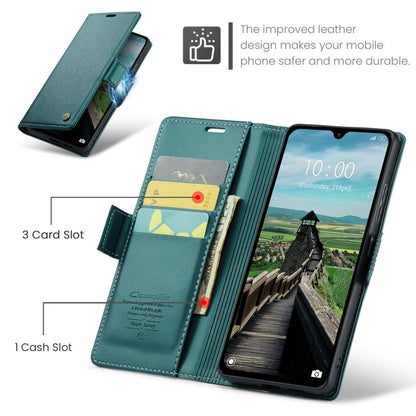 Pour Redmi 14C Étui en cuir texturé litchi avec boucle papillon CaseMe 023 anti-RFID (vert)