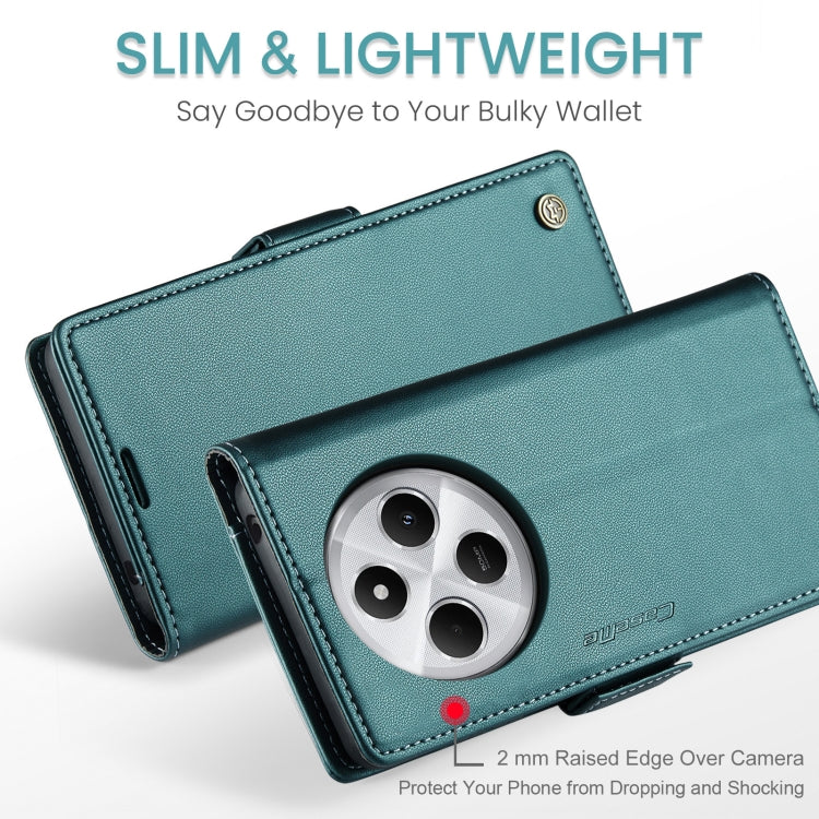 Pour Redmi 14C Étui en cuir texturé litchi avec boucle papillon CaseMe 023 anti-RFID (vert)