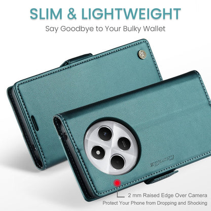 Pour Redmi 14C Étui en cuir texturé litchi avec boucle papillon CaseMe 023 anti-RFID (vert)