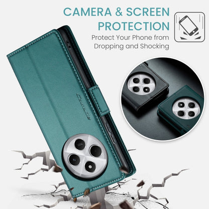 Pour Redmi 14C Étui en cuir texturé litchi avec boucle papillon CaseMe 023 anti-RFID (vert)