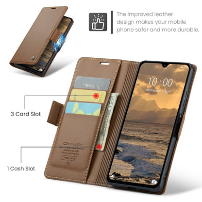 For Redmi 14C CaseMe 023 Butterfly Buckle Litchi Texture RFID Anti-theft Leather Phone Case(Brown)