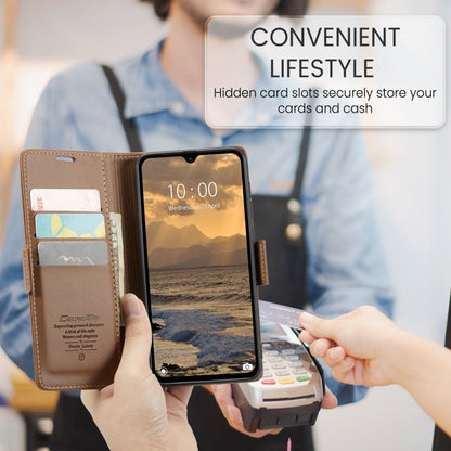 For Redmi 14C CaseMe 023 Butterfly Buckle Litchi Texture RFID Anti-theft Leather Phone Case(Brown)