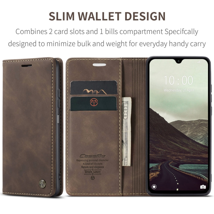 Pour Redmi 14C Étui en cuir à rabat horizontal multifonctionnel CaseMe 013 (Café)