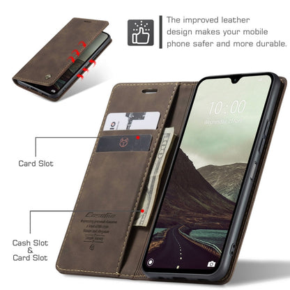 Pour Redmi 14C Étui en cuir à rabat horizontal multifonctionnel CaseMe 013 (Café)