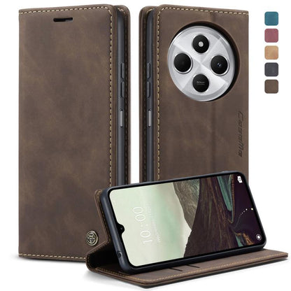 Pour Redmi 14C Étui en cuir à rabat horizontal multifonctionnel CaseMe 013 (Café)