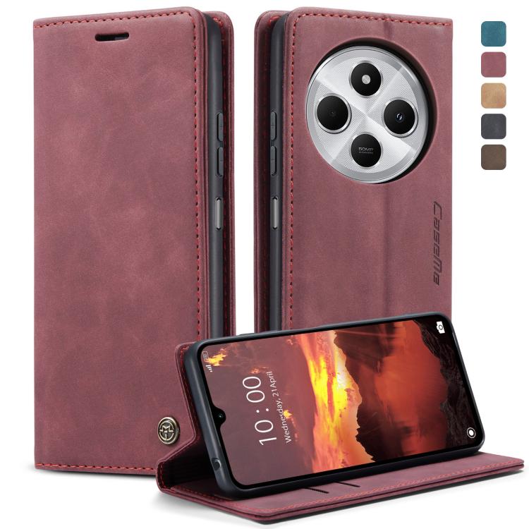 For Redmi 14C CaseMe 013 Multifunctional Horizontal Flip Leather Phone Case(Red)