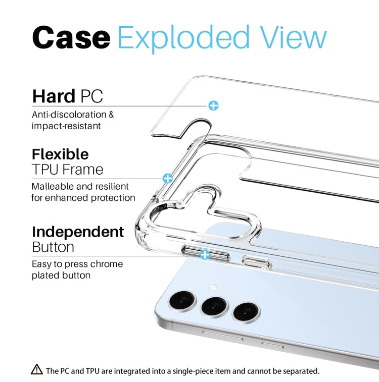 For Samsung Galaxy S24 FE 5G NORTHJO 3 in 1 Clear Phone Case with Screen Protector Lens Film