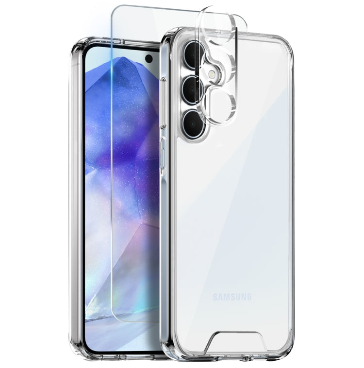 For Samsung Galaxy A55 5G NORTHJO 3 in 1 Clear Phone Case with Screen Protector Lens Film