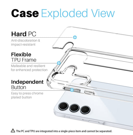 For Samsung Galaxy A55 5G NORTHJO 3 in 1 Clear Phone Case with Screen Protector Lens Film