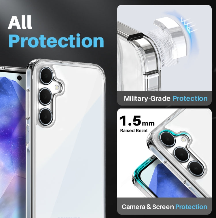 For Samsung Galaxy A55 5G NORTHJO 3 in 1 Clear Phone Case with Screen Protector Lens Film