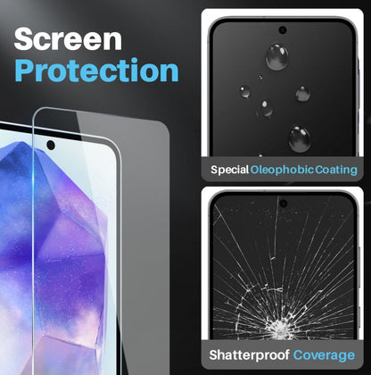 For Samsung Galaxy A55 5G NORTHJO 3 in 1 Clear Phone Case with Screen Protector Lens Film