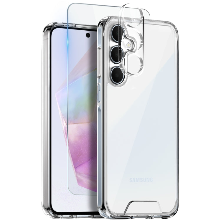 Pour Samsung Galaxy A35 5G NORTHJO Coque de téléphone transparente 3 en 1 avec protecteur d'écran et film pour objectif