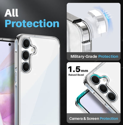 Pour Samsung Galaxy A35 5G NORTHJO Coque de téléphone transparente 3 en 1 avec protecteur d'écran et film pour objectif