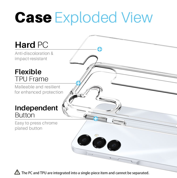 For Samsung Galaxy A15 5G / 4G NORTHJO 3 in 1 Clear Phone Case with Screen Protector Lens Film