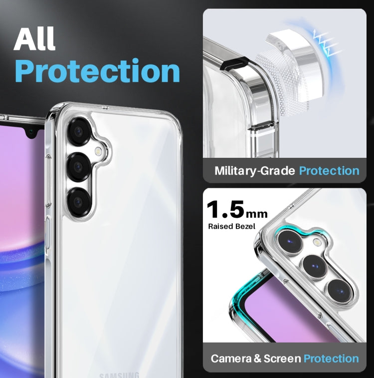 For Samsung Galaxy A15 5G / 4G NORTHJO 3 in 1 Clear Phone Case with Screen Protector Lens Film